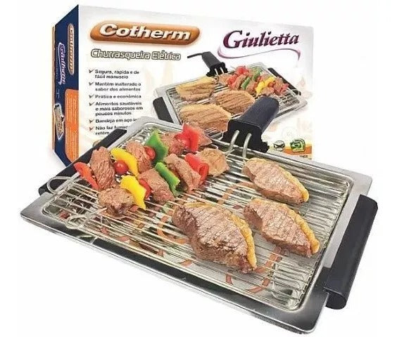 Churrasqueira Elétrica Portátil Grelha Removível Bandeja Coletora Cotherm Giulietta Grill 1250W 110V