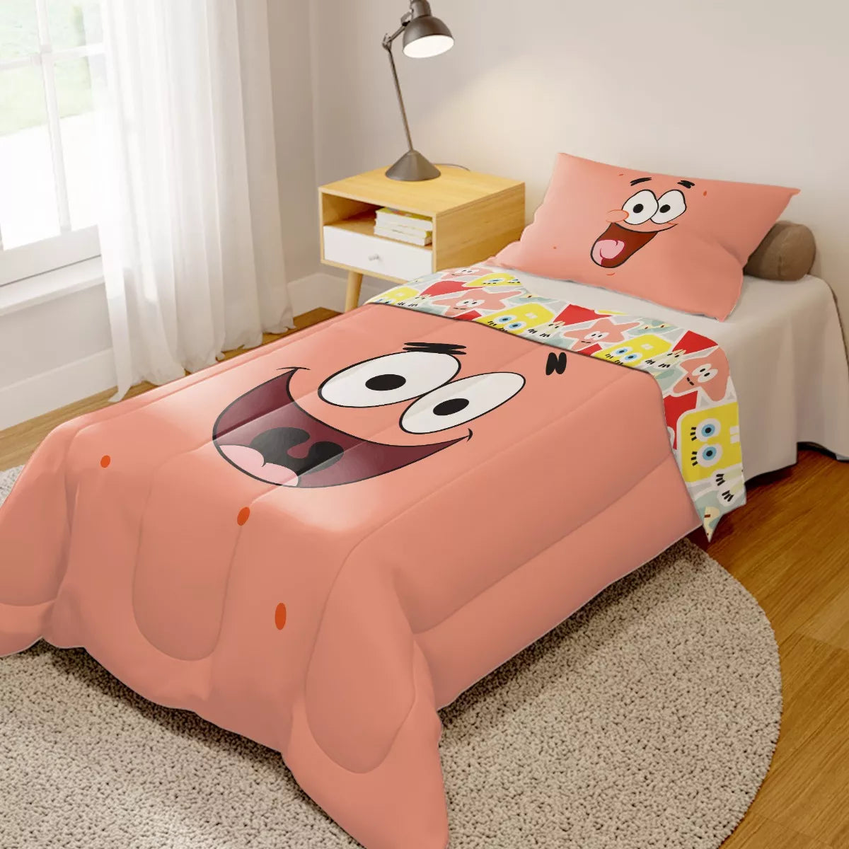 Edredom Infantil Solteiro Dupla Face Bob Esponja
