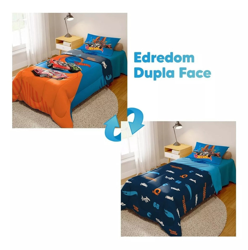 Jogo De Edredom Infantil Dupla Face - Hotwheels
