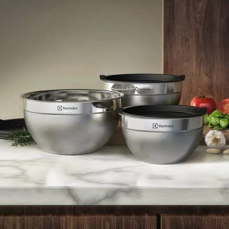 Conjunto Bowls Tigelas Inox Com Tampa Plástica - Electrolux