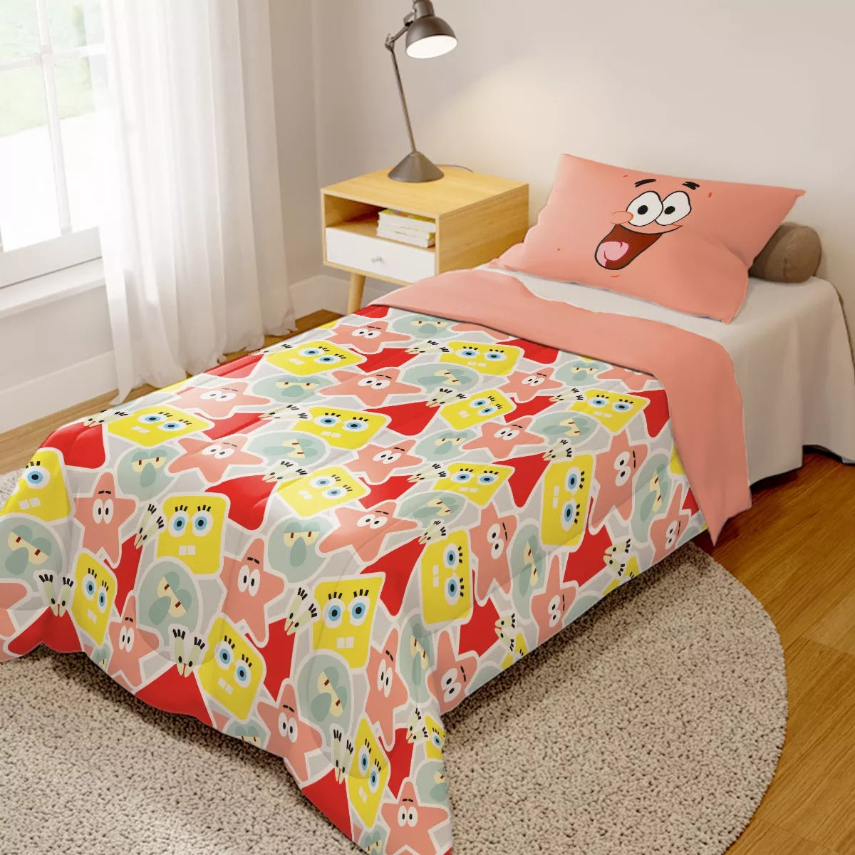 Edredom Infantil Solteiro Dupla Face Bob Esponja