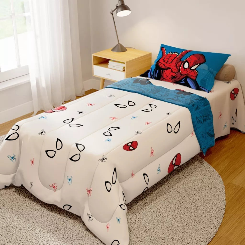 Edredom Infantil Solteiro Homem Aranha Dupla Face Cor Vermelho