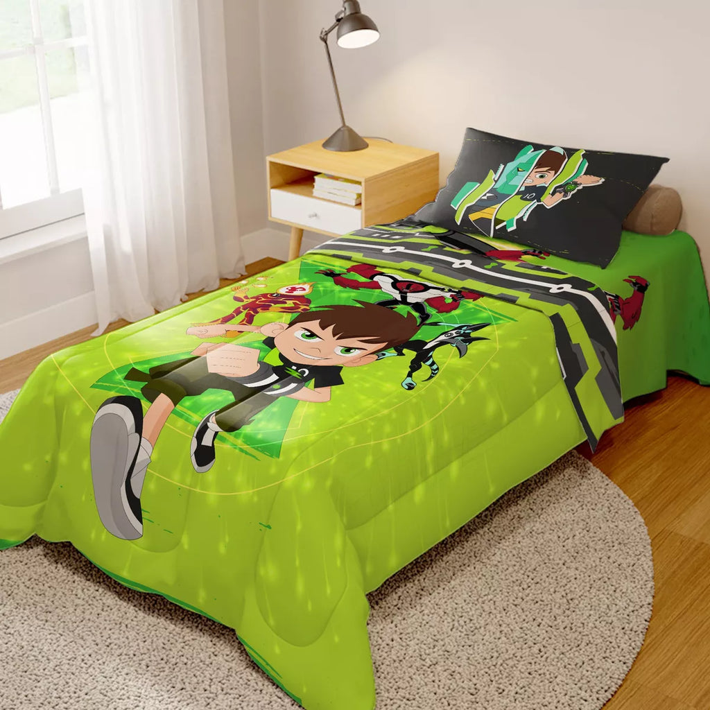 Edredom Infantil Solteiro Ben 10 Cor Verde Desenho Do Tecido