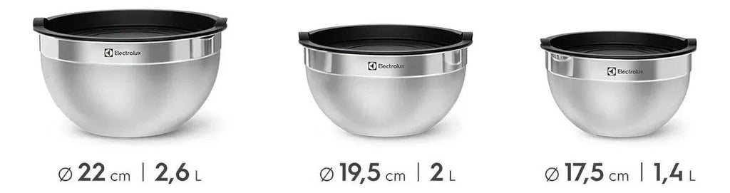 Conjunto Bowls Tigelas Inox Com Tampa Plástica - Electrolux