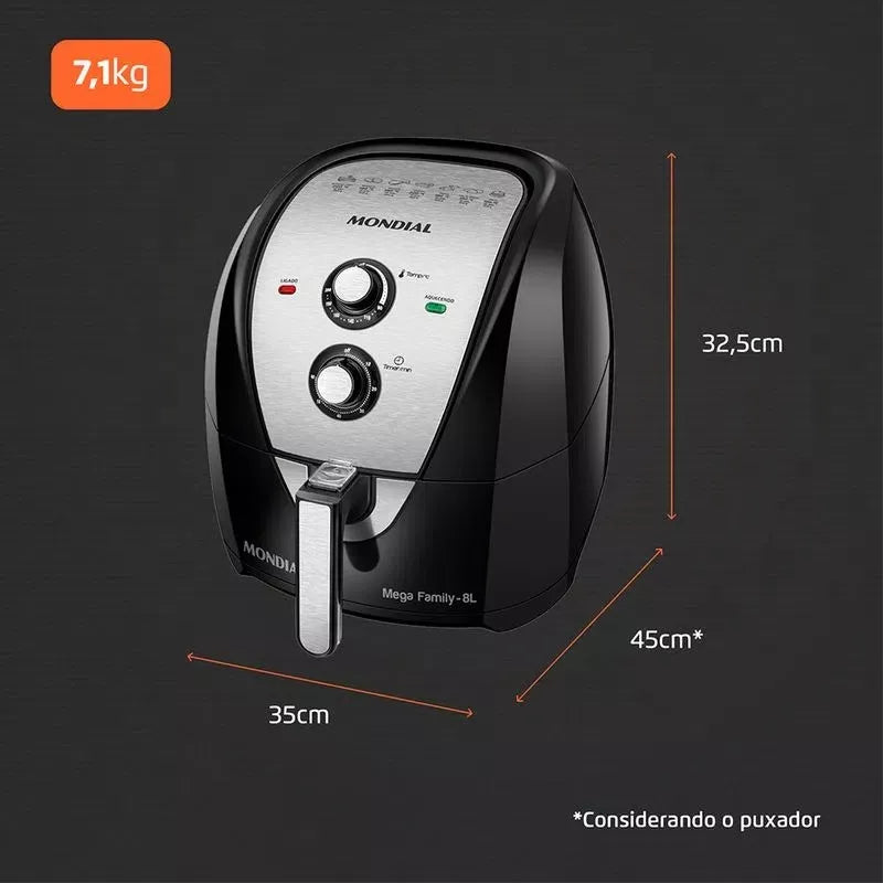 Fritadeira Air Fryer Afn-80-bi 8 Litros 1900w Mondial Cor Preto/Inox 110V