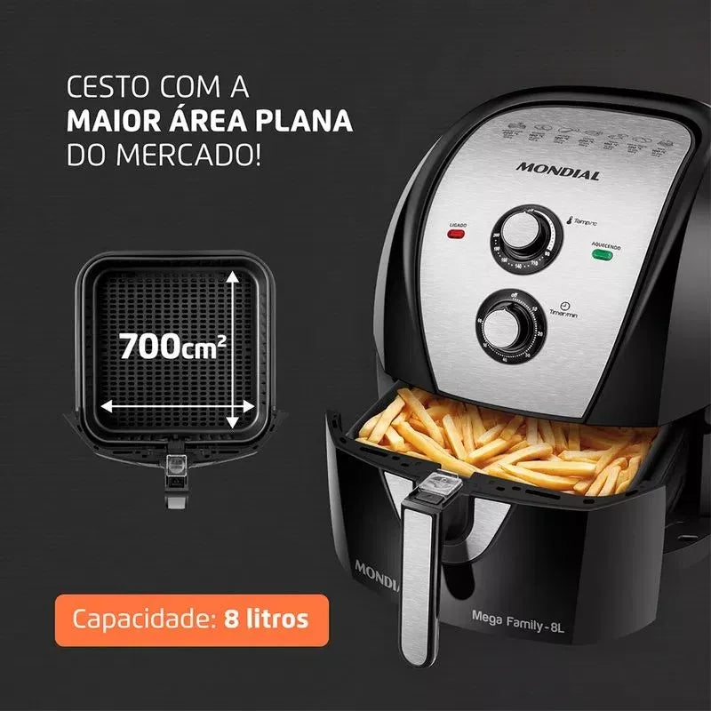 Fritadeira Air Fryer Afn-80-bi 8 Litros 1900w Mondial Cor Preto/Inox 110V