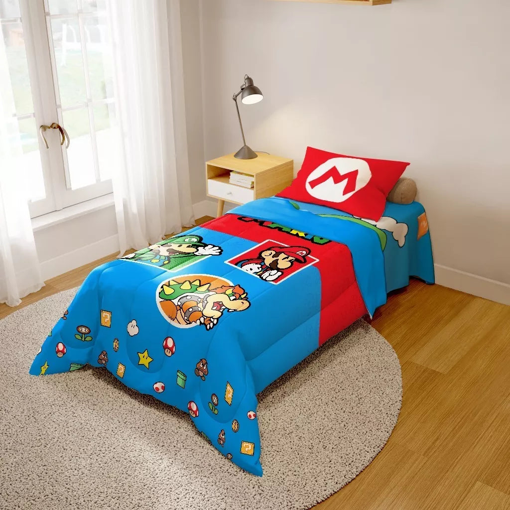 Jogo De Edredom Infantil Dupla Face Super - Mario