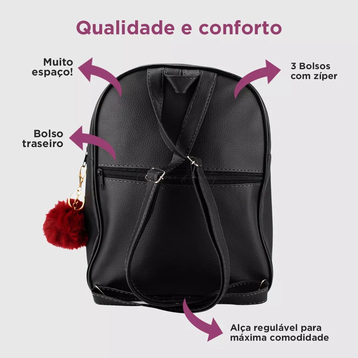 Mochila Feminina De Couro Social Pequena Blogueira