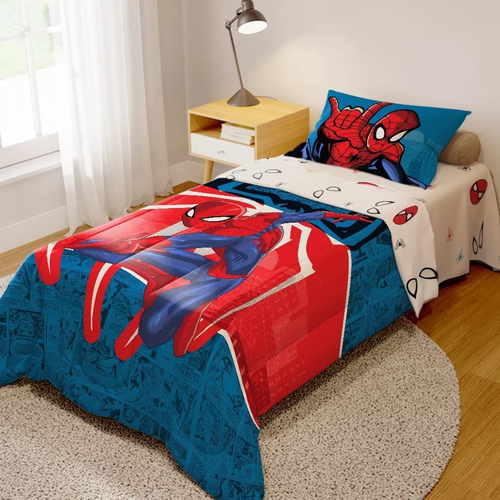 Edredom Infantil Solteiro Homem Aranha Dupla Face Cor Vermelho