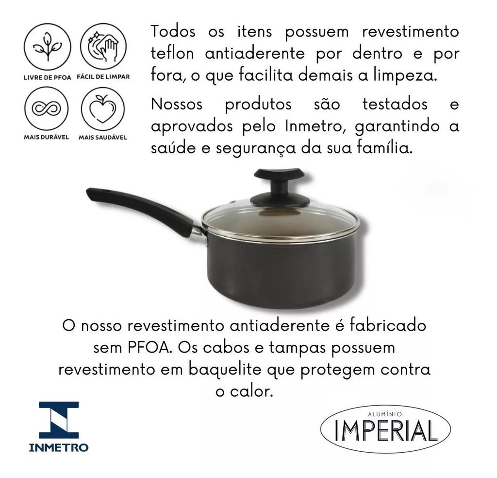 Conjunto Panelas 17 Pc Antiaderente Brinde Panela Pressão