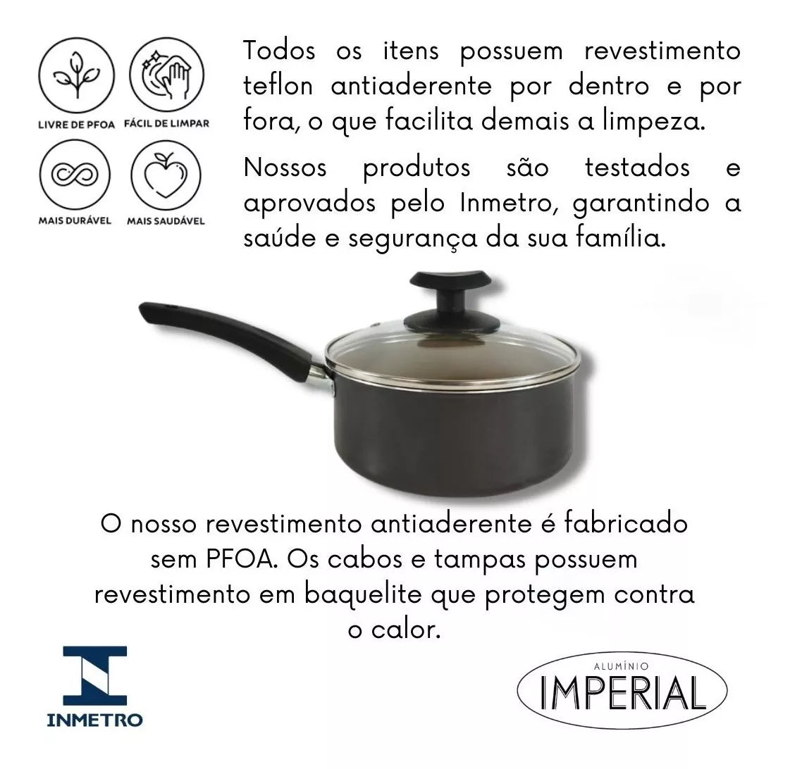 Conjunto Panelas 17 Pc Antiaderente Brinde Panela Pressão