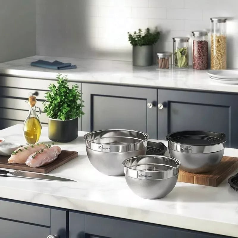 Conjunto Bowls Tigelas Inox Com Tampa Plástica - Electrolux