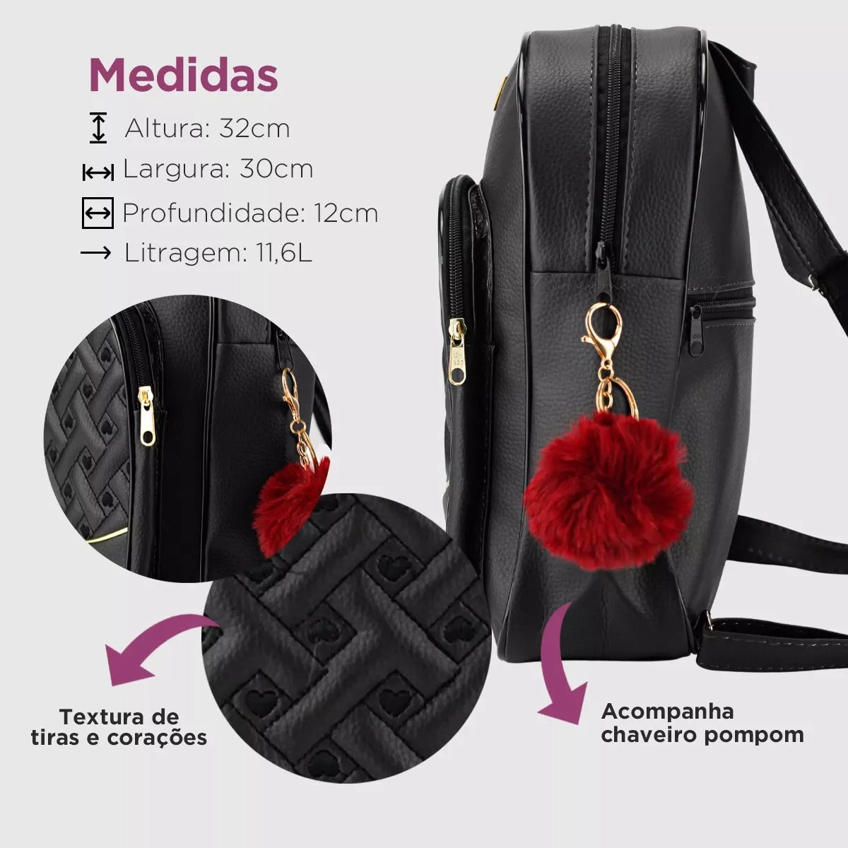 Mochila Feminina De Couro Social Pequena Blogueira