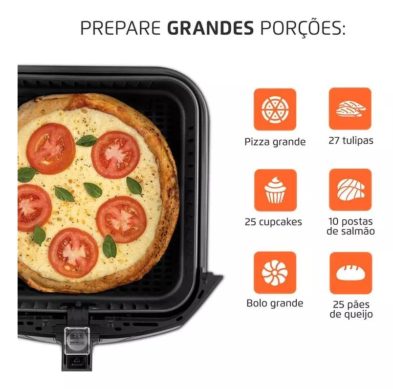 Fritadeira Air Fryer Afn-80-bi 8 Litros 1900w Mondial Cor Preto/Inox 110V
